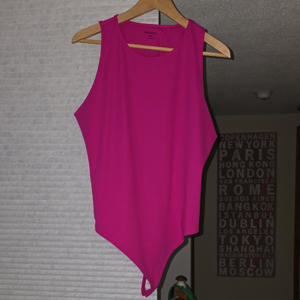 Zara Pink Asymmetrical Sleeveless Bodysuit